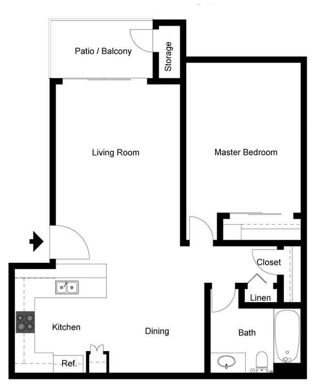 1 Bed 1 Bath 5665-06 floor plan